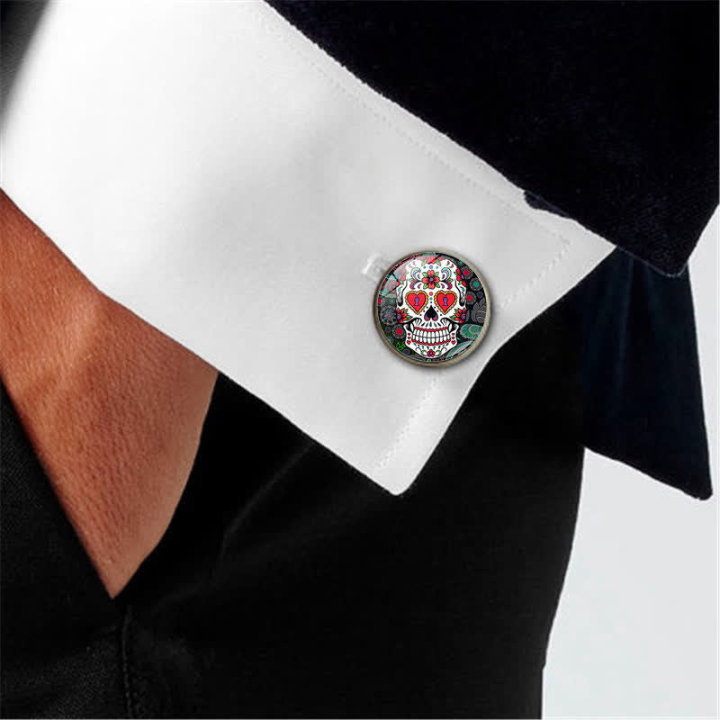 Men's Mexican Folk Art Sugar Skull Cufflinks