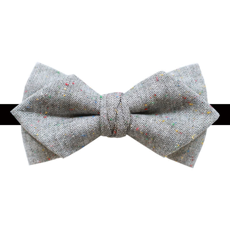 Men's Gray Palette Colorful Dots Linen Bow Tie