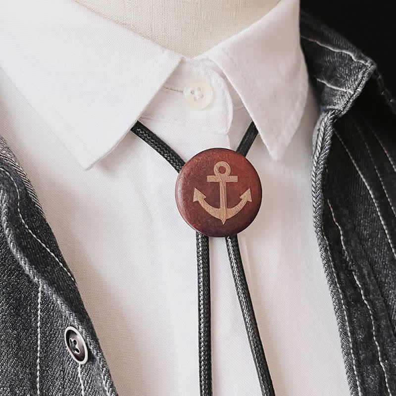 Boat Anchor Wooden Pendant Cowboy Bolo Tie