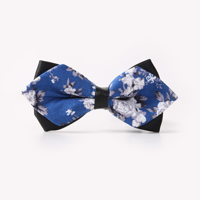 Men's Floral Double Layers Pointed Cotton Bow Tie