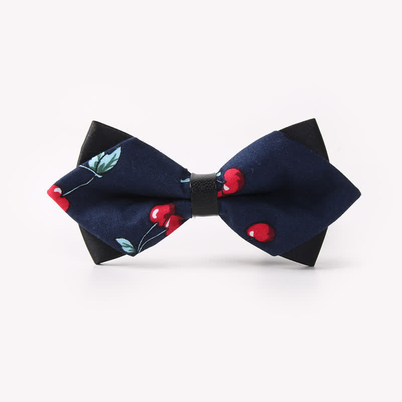 Men's Floral Double Layers Pointed Cotton Bow Tie