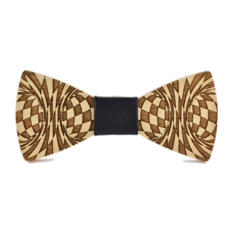 Men's Creative Dizzy Engraving Pattern Wooden Bow Tie