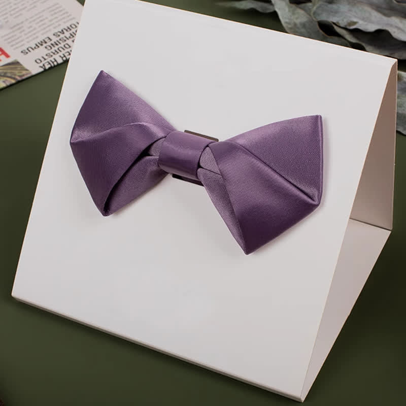 Men's Purple Mercerized Solid Color Bow Tie