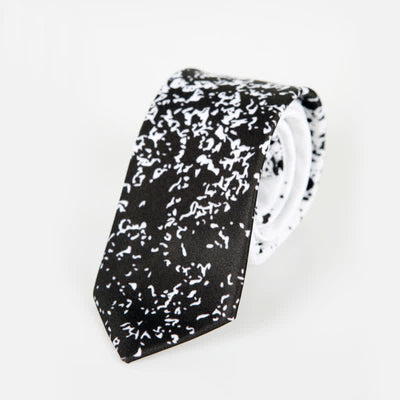 Men's Black & White Abstract Splash Ink Necktie