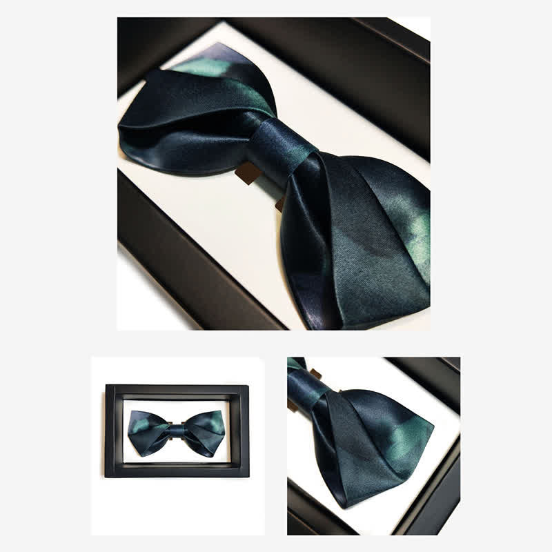 Men's Fancy Midnight Dark Green Bow Tie