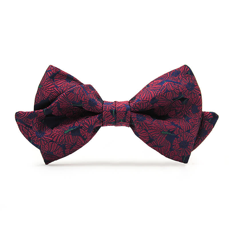 Men's Unique Mustache Shape Floral Bow Tie