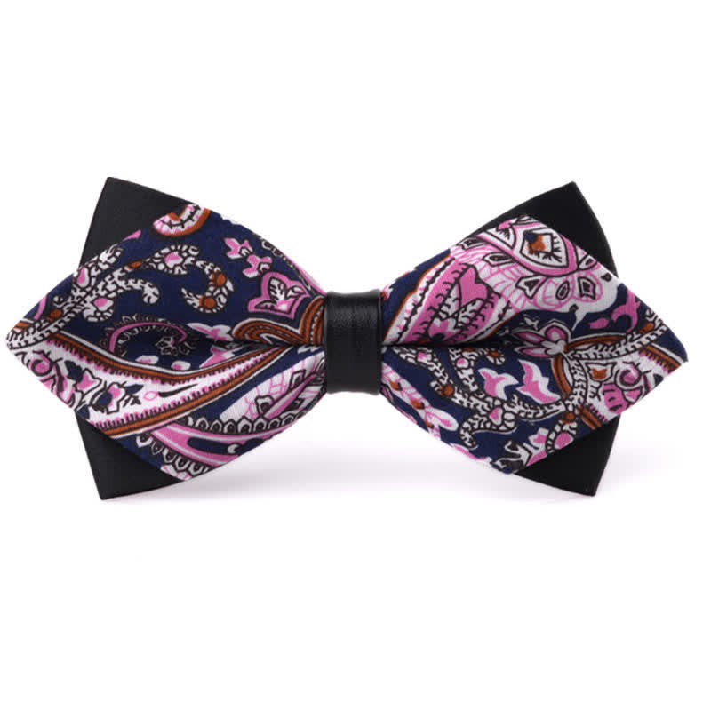 Men's Floral Double Layered Pointed Cotton Bow Tie