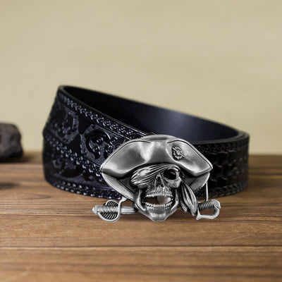 Men's DIY Punk Style Skull Pirate Buckle Leather Belt