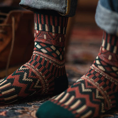 Colored Tribal-Like Pattern Cotton Socks