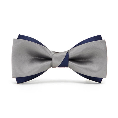 Men's Noble Navy & Silver Double Layered Bow Tie