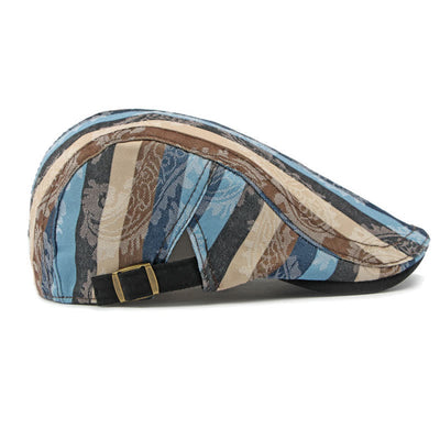 Four Seasons PaIsley Striped Flat Beret Hat