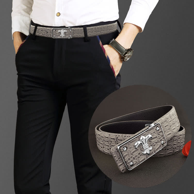 Men's Crocodile Printed Embossed Strap Leather Belt