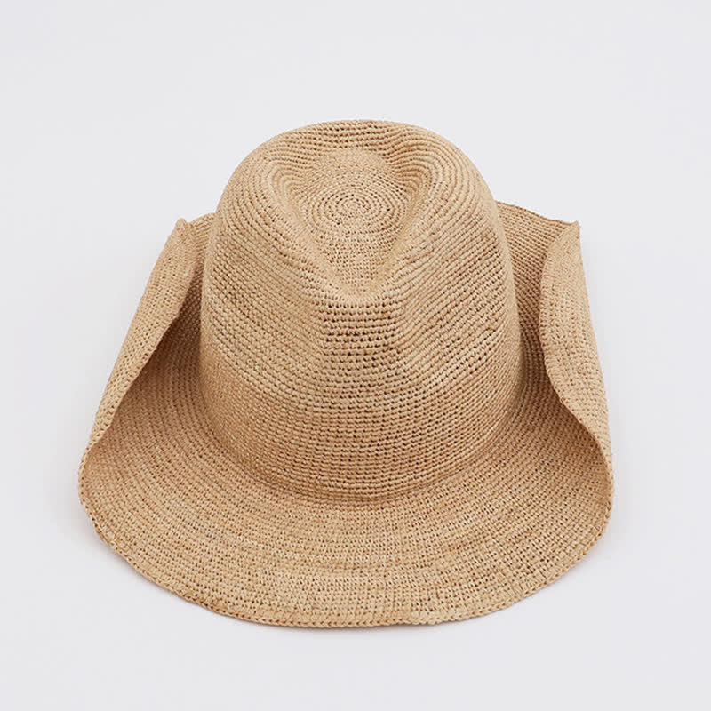 Outing Beach Sunshade Natural Raffia Straw Hat