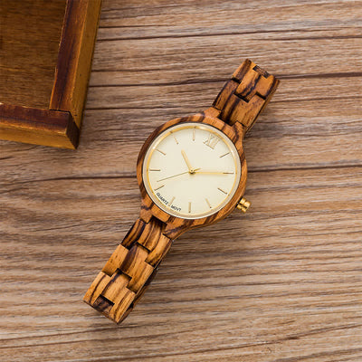 Women's Luxury Natural Wood Thin Strap Wooden Watch