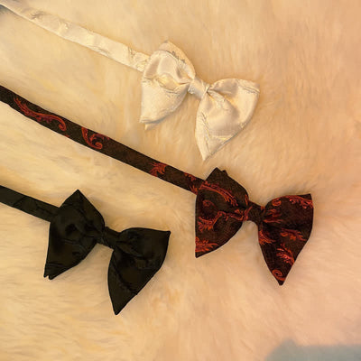 Men's Classical Floral Jacquard Oversized Pointed Bow Tie