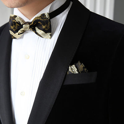 Men's Golden Crane Jacquard Luxury Bow Tie
