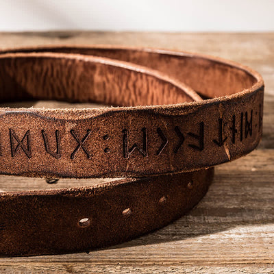 Retro Carved Letter Casual Workwear Leather Belt