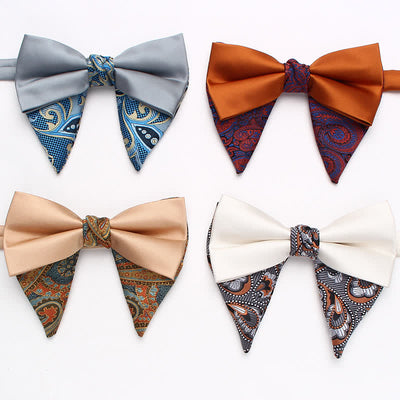Men's Special Paisley Double Tone Oversized Pointed Bow Tie