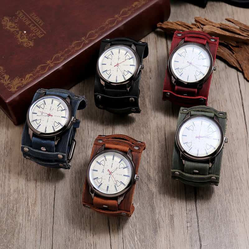 Men's Personalized Retro Fashion Cuff Leather Watch