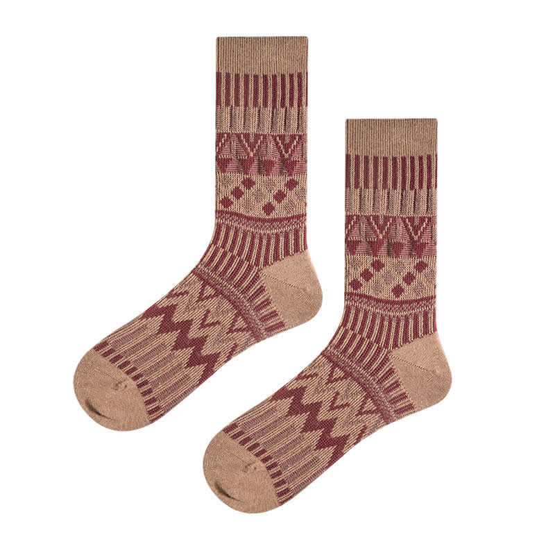 Colored Tribal-Like Pattern Cotton Socks