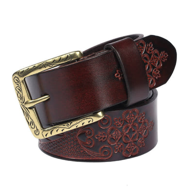 Medieval Exotic Embossed Pattern Leather Belt