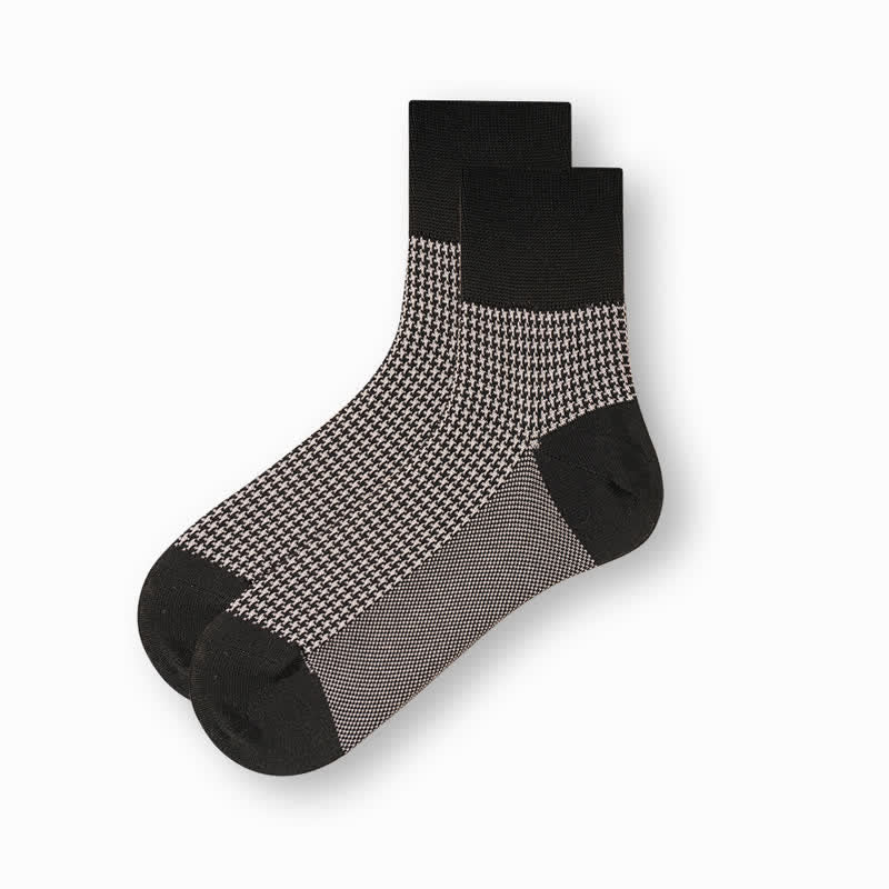 Men's Casual Black & White Mercerized Cotton Socks