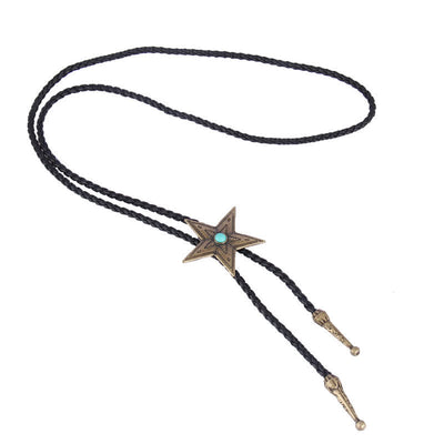 Vintage Natural Stone Star Pendant Necklace Bolo Tie