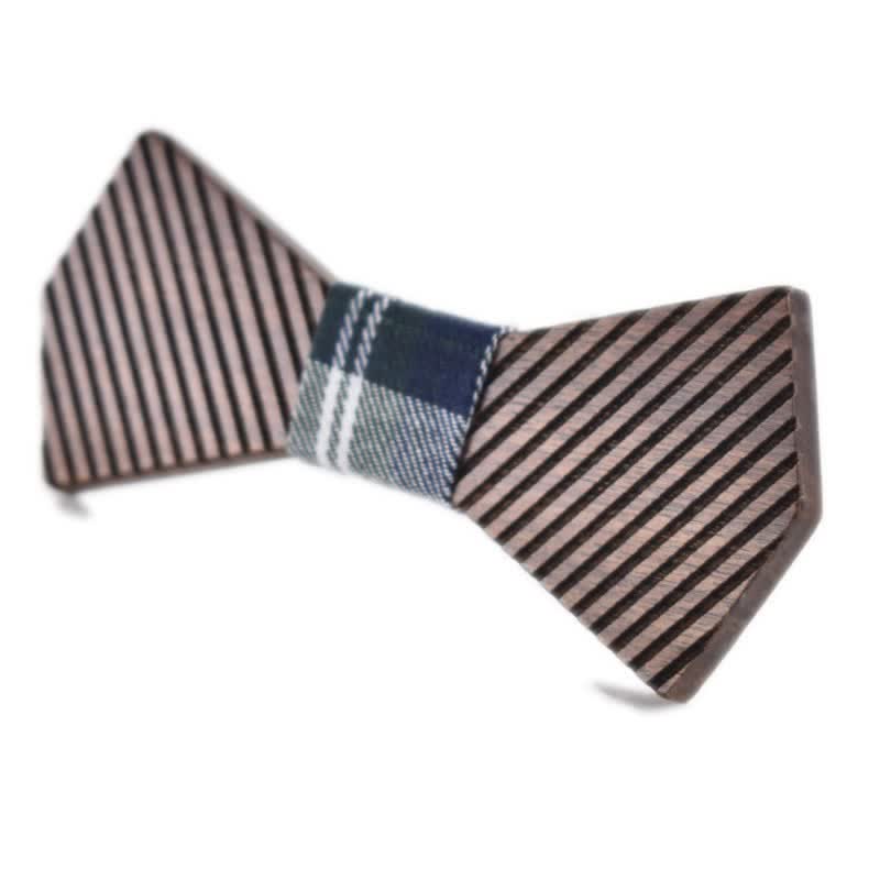 Men's Black Walnut Stylish Striped Wooden Bow Tie