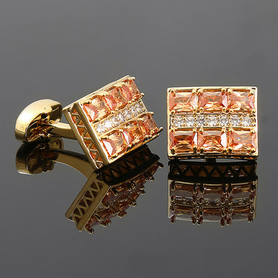 Men's Gold Plated Luxury Shiny Zircon Cufflinks