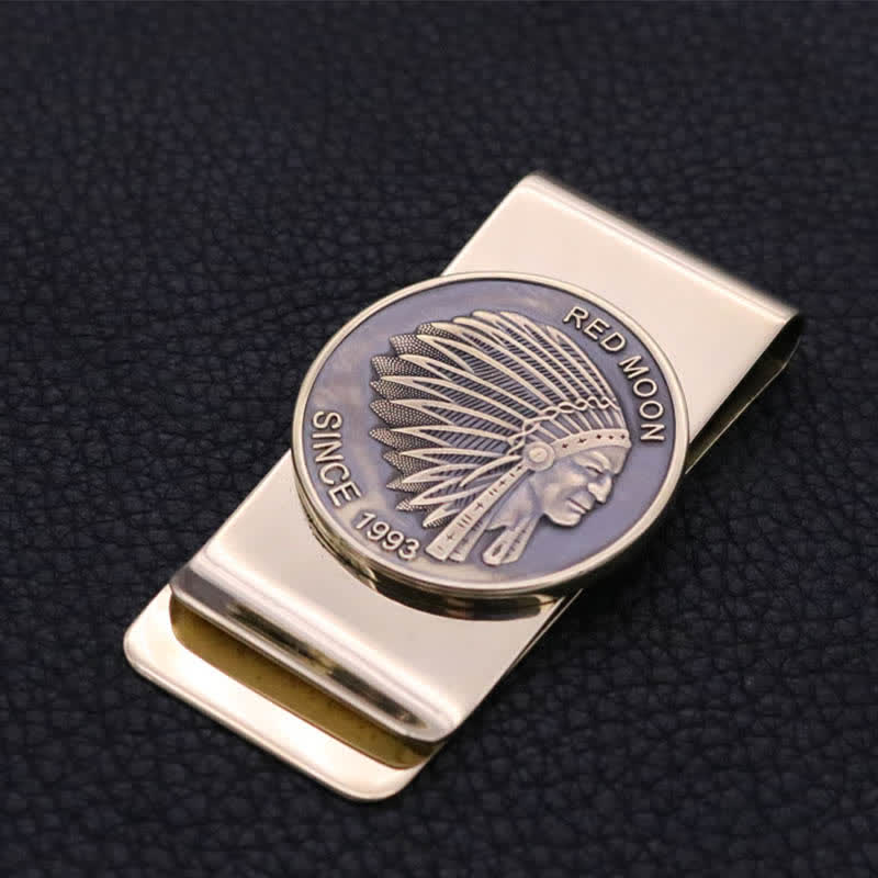 Indian Chief Head Solid Brass Money Clip