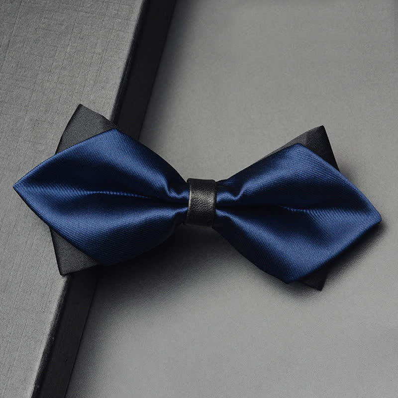 3Pcs Men's Classic Double Layered Pointed Bow Tie Set