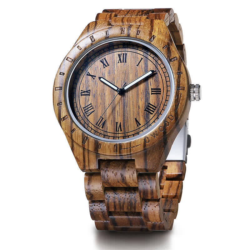 Men's Natural Walnut Zebra Wood Quartz Wooden Watch