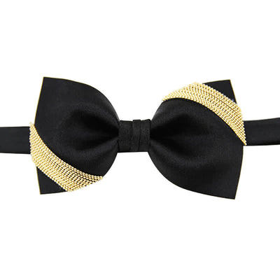 Men's Chain Wedding Collar Decor Black Bow Tie