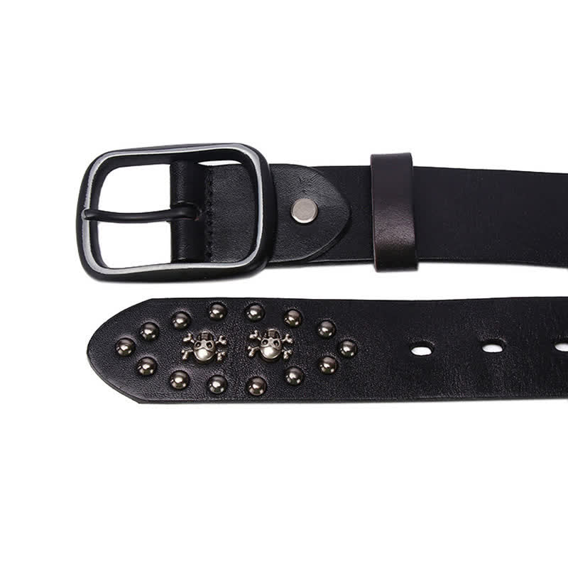 Studded Gothic MIni Skull Rivets Leather Belt