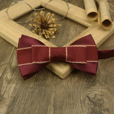 Men's Unique Ribbon Splicing Double Layer Bow Tie