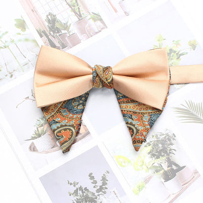 Men's Special Paisley Double Tone Oversized Pointed Bow Tie