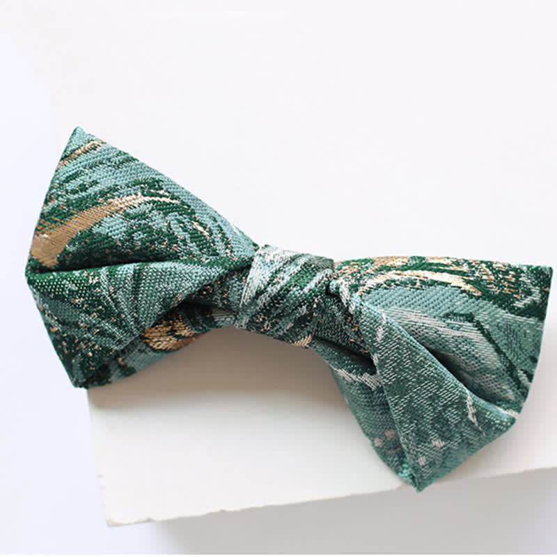 Men's LightSeaGreen Gold Accent Wedding Bow Tie