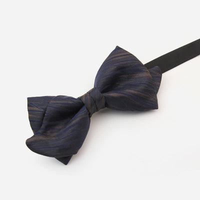 Men's Subtle Striped Jacquard Dark Blue Bow Tie
