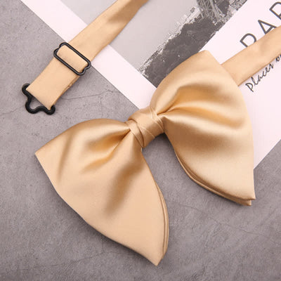 Men's British Style Solid Color Oversized Pointed Bow Tie