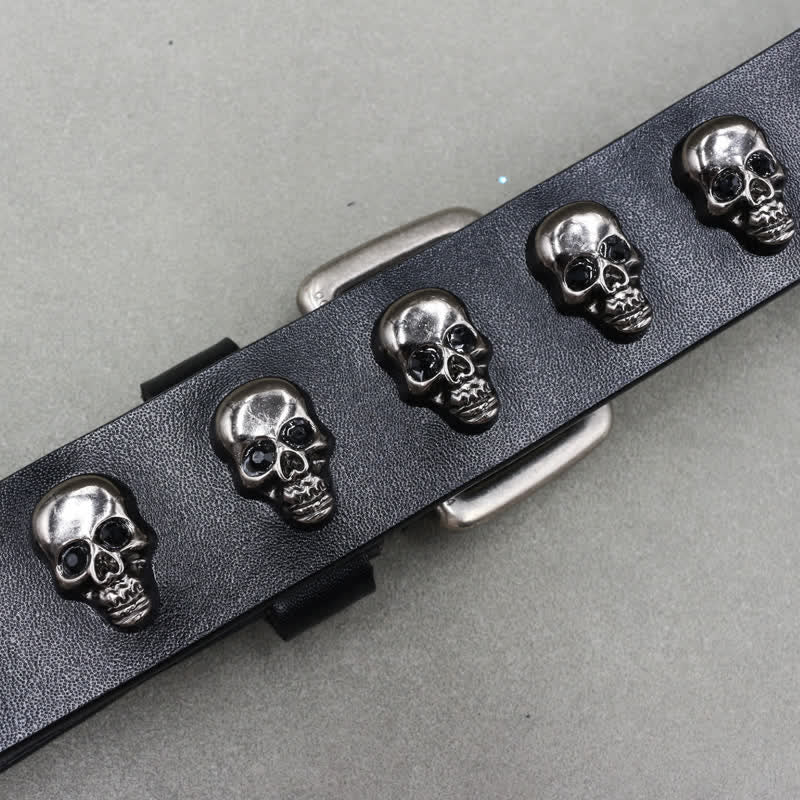 Hip Hop Skull Rivets Double Pin Leather Belt
