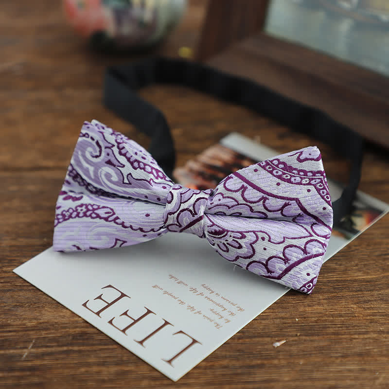 Men's Bright Color Paisley Jacquard Pattern Bow Tie