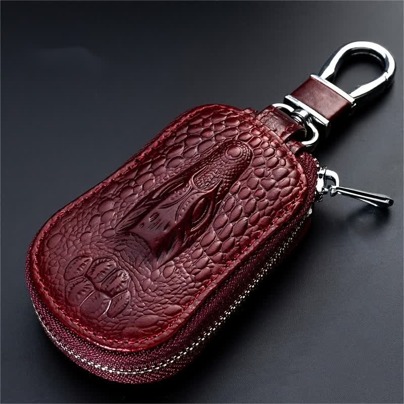 Crocodile Zipper Mini Waist Leather Car Key Case