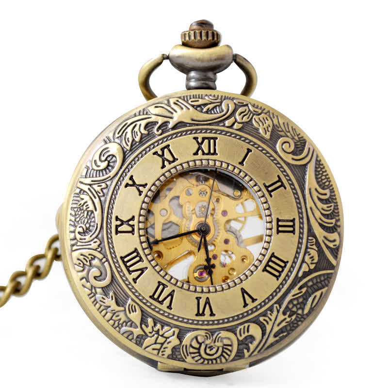 Classic Roman Numerals Antique Mechanical Pocket Watch