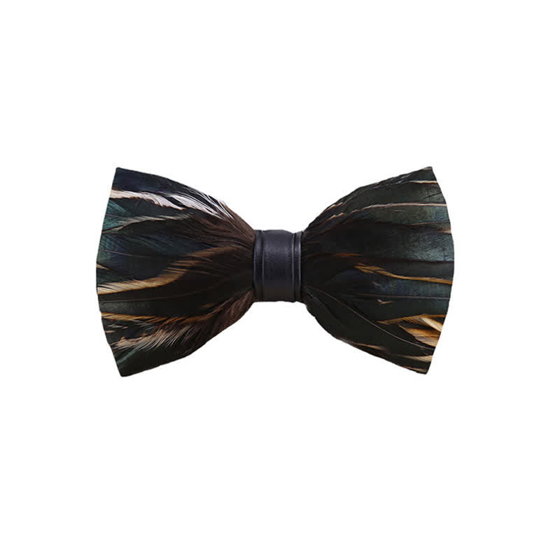 Kid's DarkSlateGray Feather Bow Tie with Lapel Pin