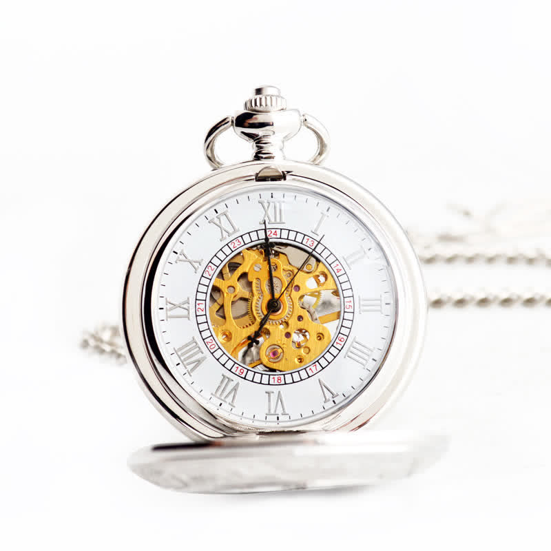 Classic Roman Numerals Antique Mechanical Pocket Watch