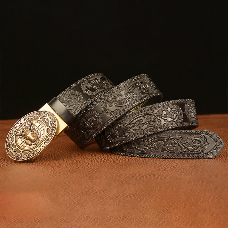 Men's Classical Sheep Head Buckle Leather Belt