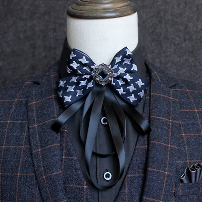 Classic British Style Ribbon Tassel Bow Tie