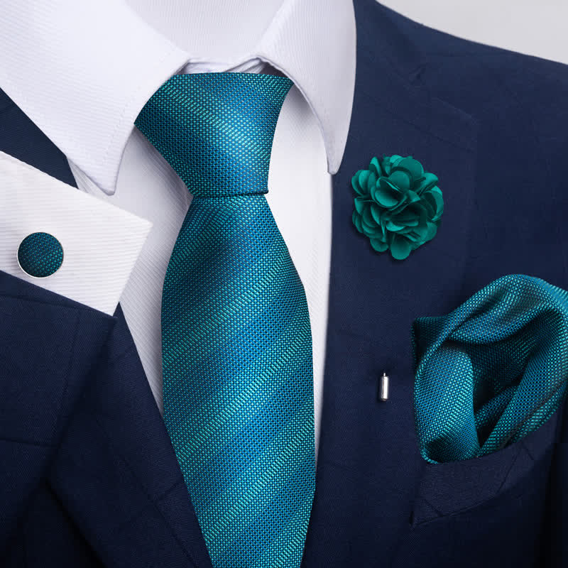 4Pcs Men's Gentle Dark Green Series Necktie Set