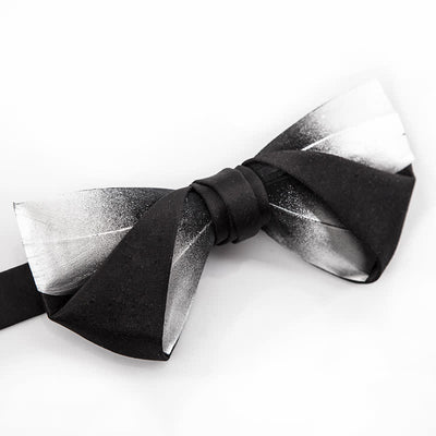 Men's Gradient Starry Galaxy Feather Bow Tie