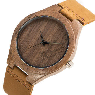 Men's Retro Carved Deer Dial Bamboo Wooden Watch